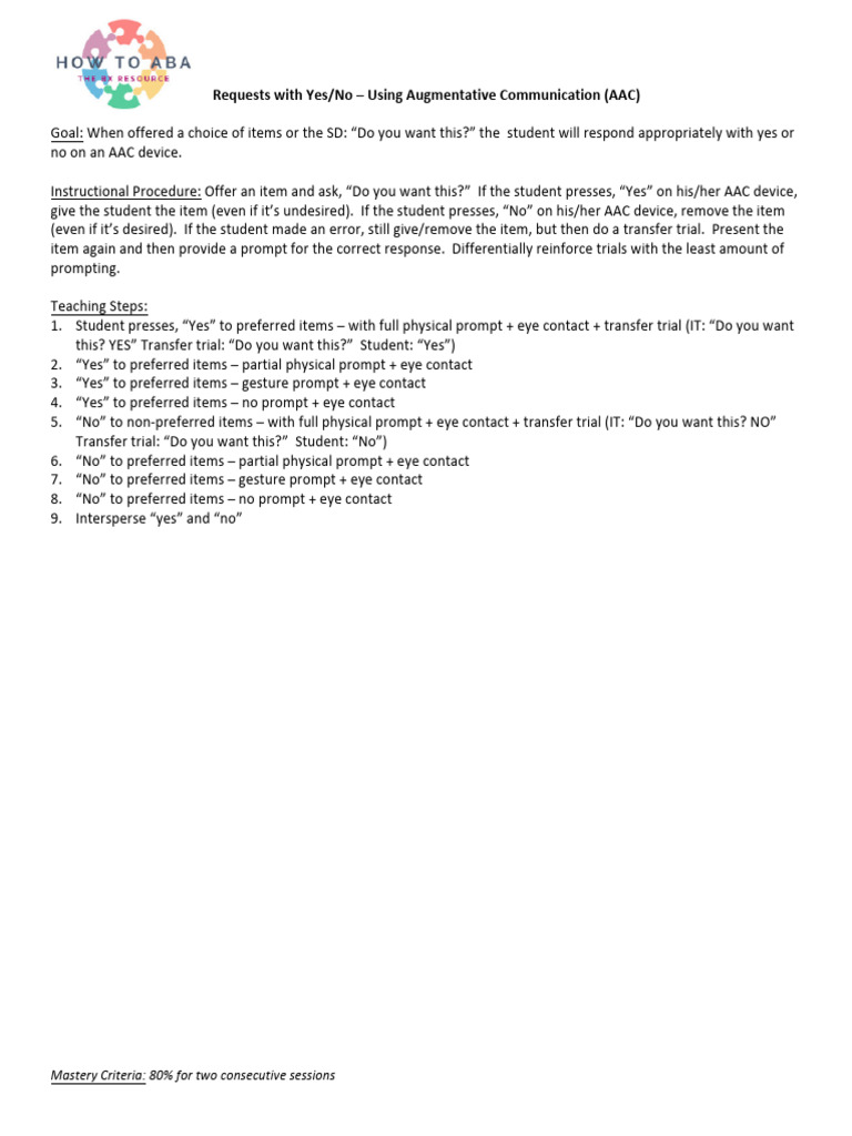 Yes No Requests - AAC | PDF | Human Communication | Communication