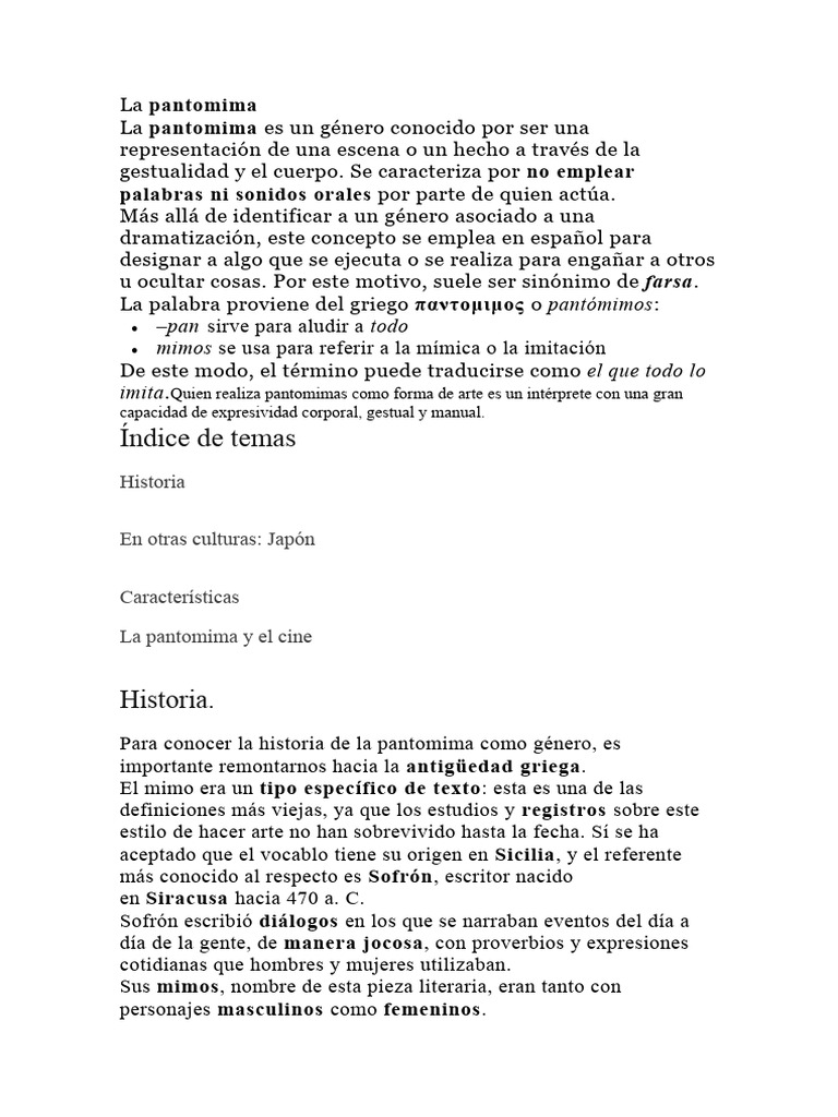 La Pantomima | PDF