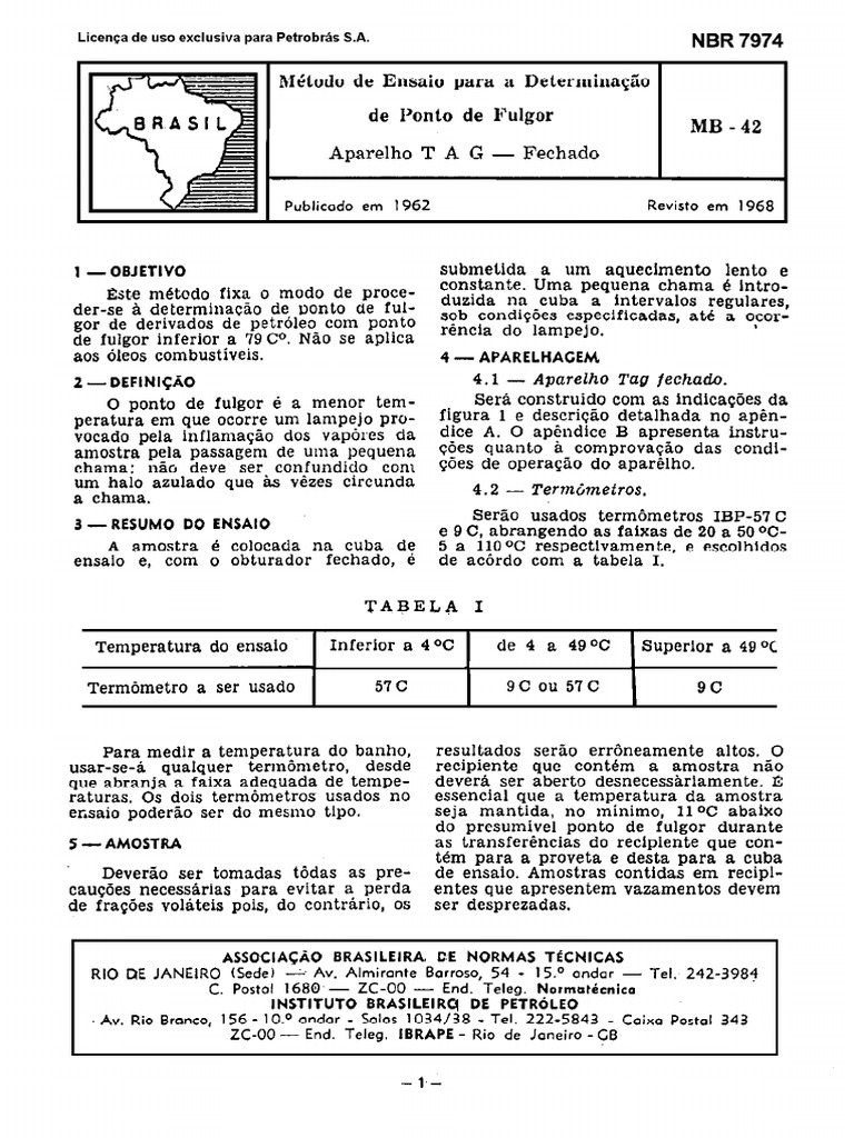 ABNT MB 42 NBR 7974 (1968) - Método de Ensaio para A Determinação de ...