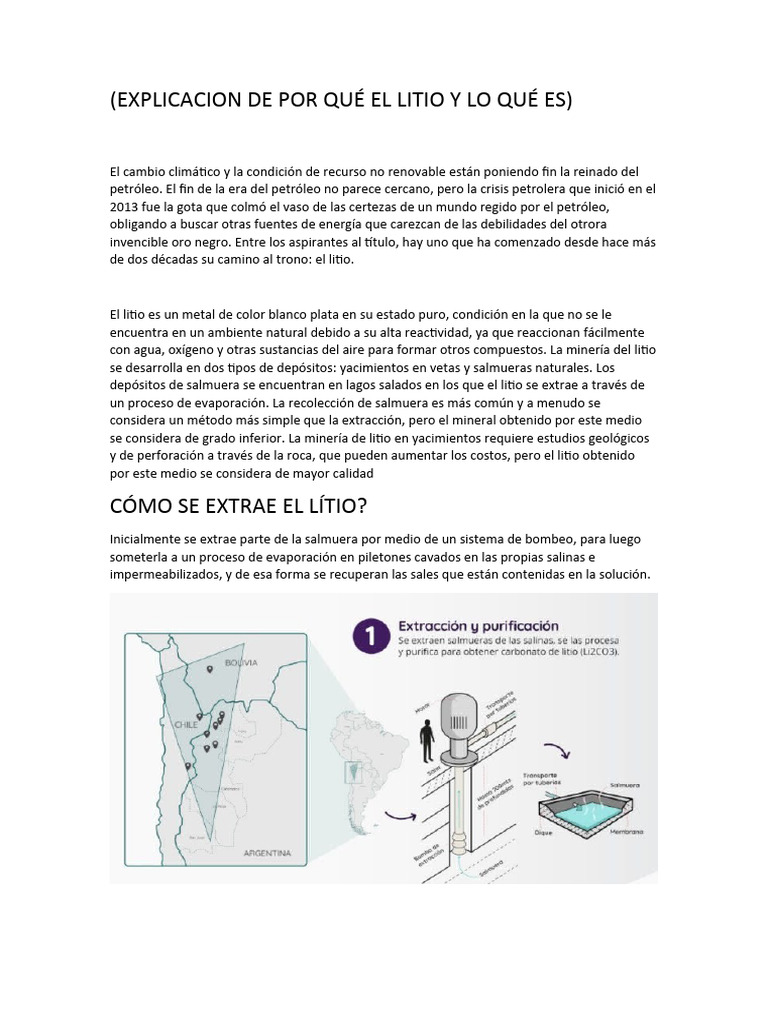 Explicacion de Por Qué El Litio y Lo Qué Es | PDF | Petróleo | Minería