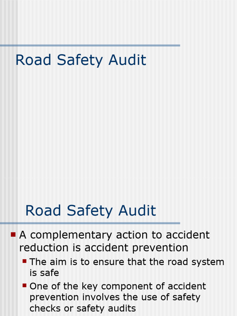 Road Safety Audit PDF Road Traffic Safety Audit