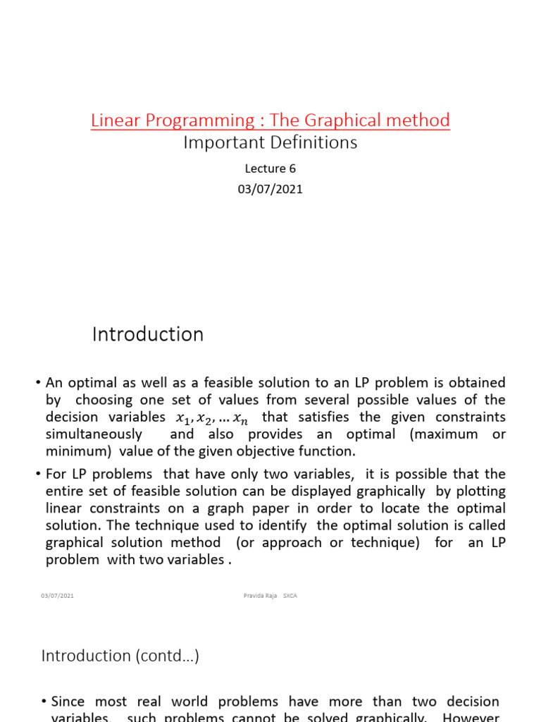 Lecture 6 | PDF | Mathematical Optimization | Linear Programming
