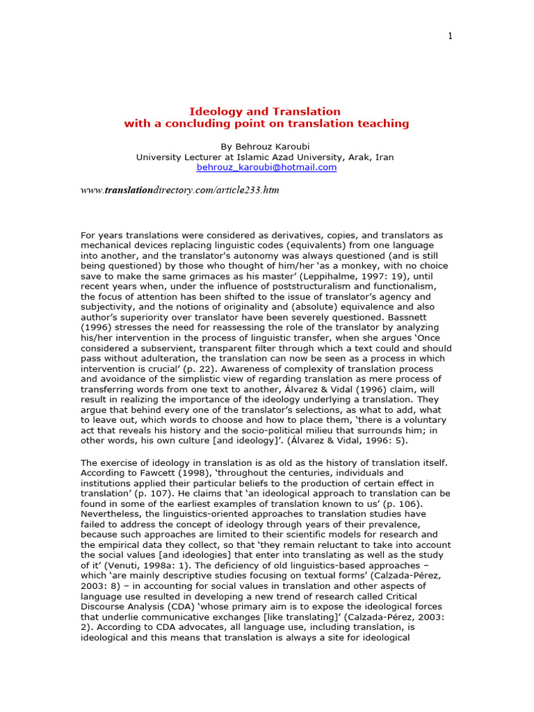 Ideology and Translation | PDF