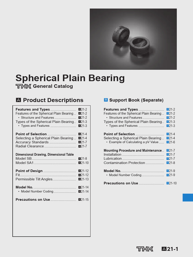 21 Spherical Plain Bearing PDF Bearing (Mechanical) Engineering Tolerance