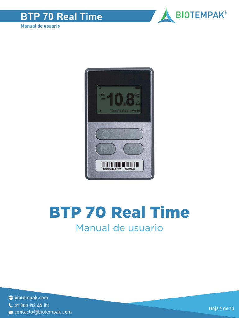 Manual de Usuario BTP 70 Real Time | PDF | Hogar, jardinería y bricolaje