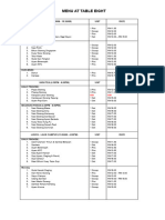 Menu Table Eight Updated