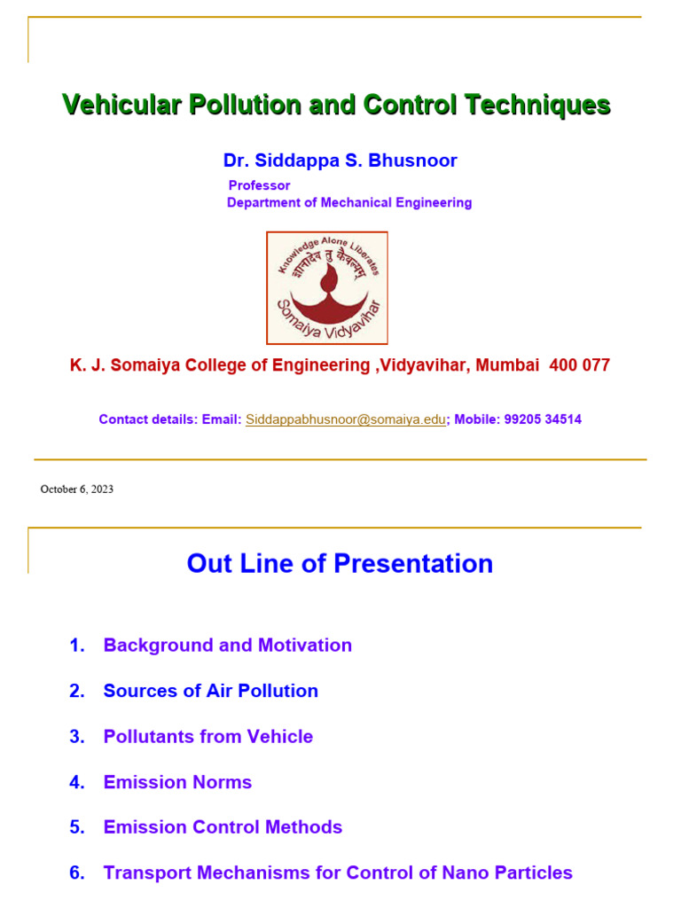 Module 5.2 VEHICULAR POLLUTION AND EMISSION CONTROL TECHNIQUES 19