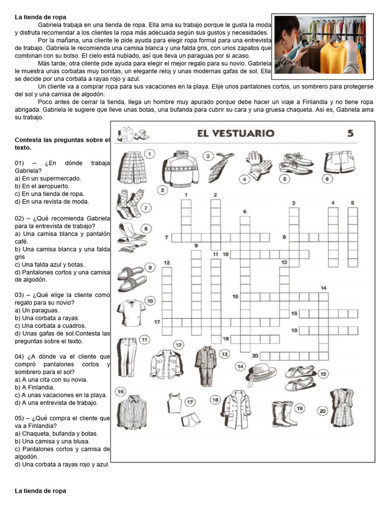 Consejos de moda y vocabulario de ropa | PDF | Artes del Lenguaje y ...