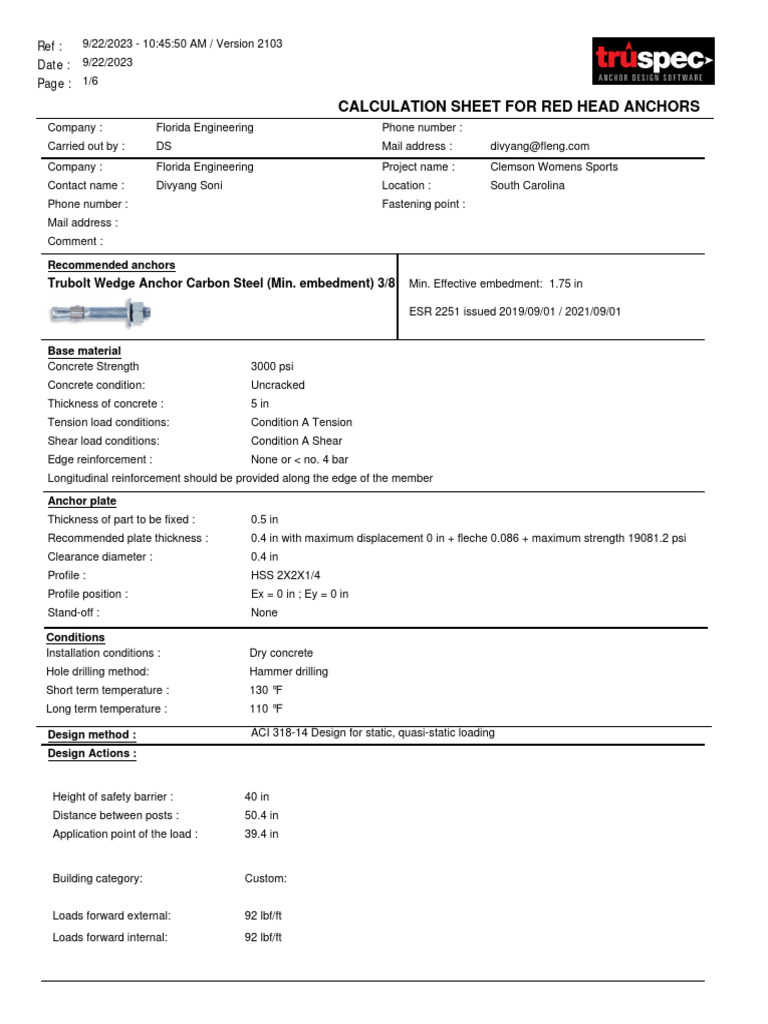 Trubolt Wedge Anchor Carbon Steel (Min. Embedment) 3 822 09 2023 PDF