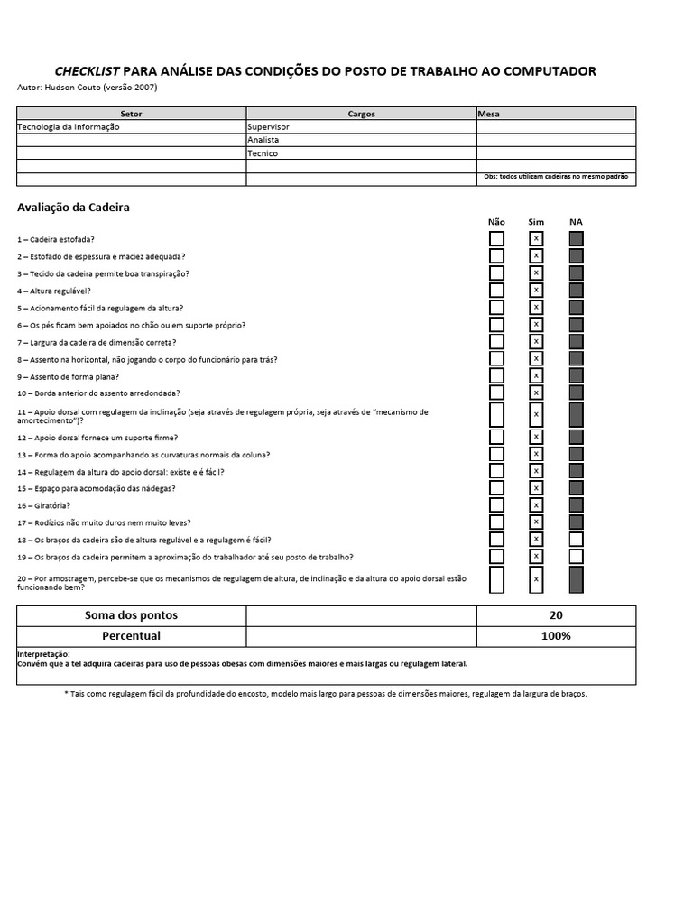 Avaliação Ergonômica de Postos de Trabalho | PDF | Notebook | Teclado ...