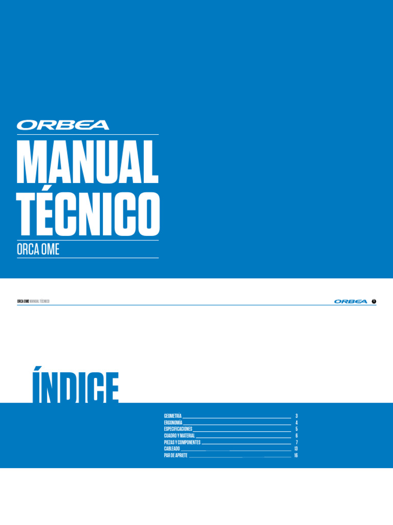 Manual Técnico Orbea Orca OME | PDF