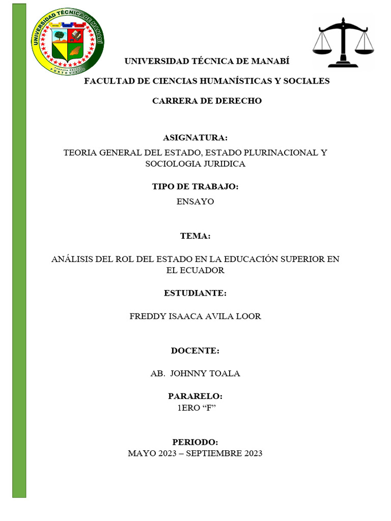 Análisis Del Rol Del Estado en La Educación Superior en El Ecuador | PDF