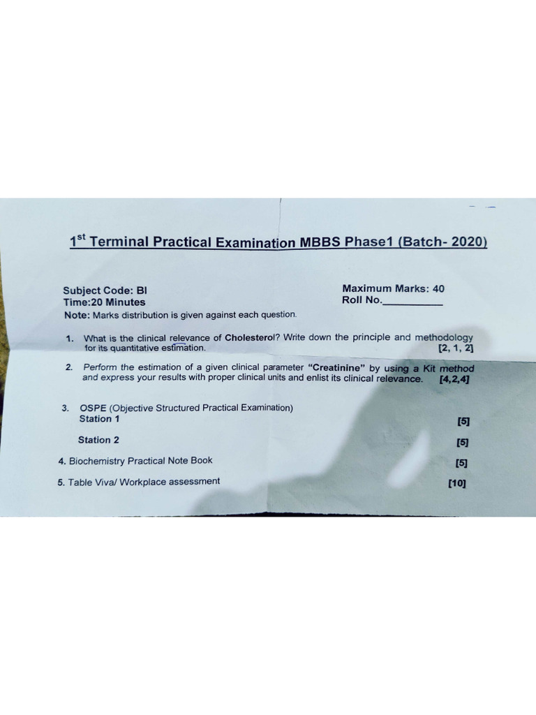 MBBS 1st Year Papers (GMC Bla) Including Prof Papers (Kashmir ...