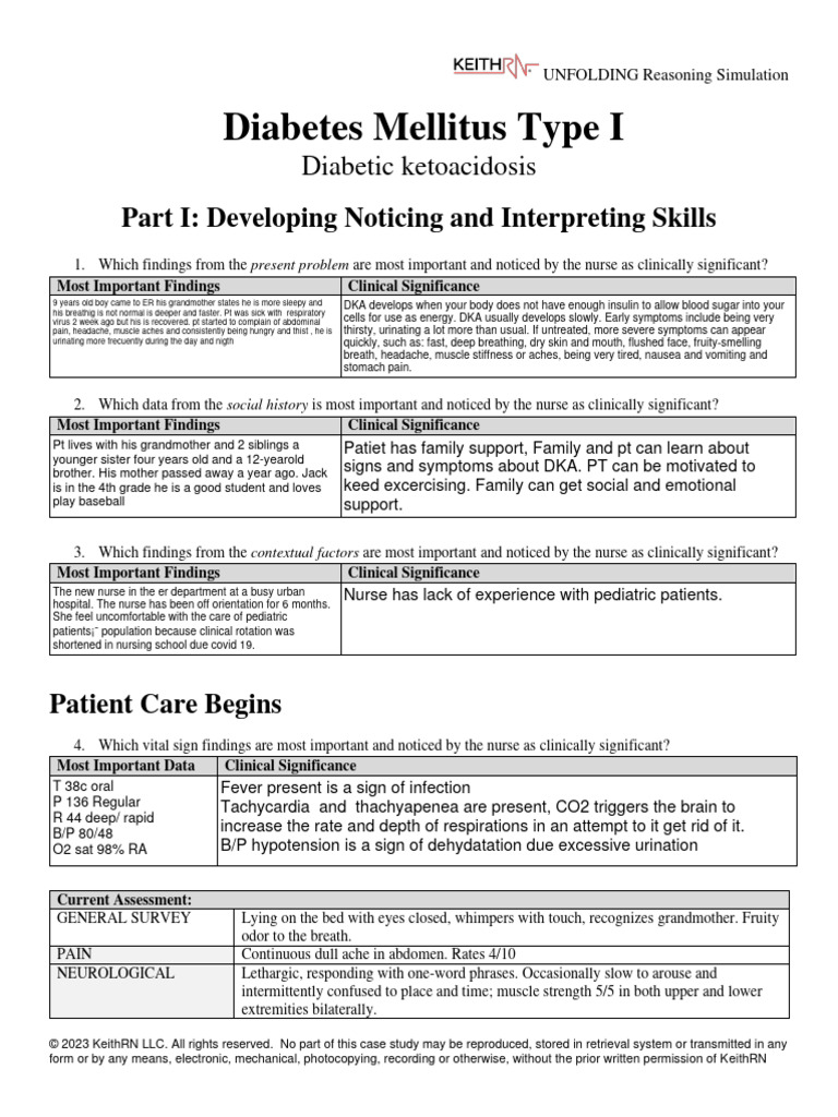 Case Study 1 DKA | Download Free PDF | Diabetes | Human Diseases And ...