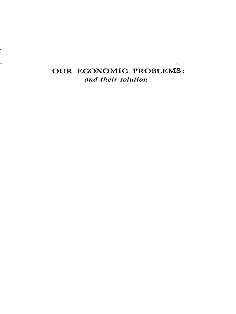 Our Economic Problems and Their Solution | PDF