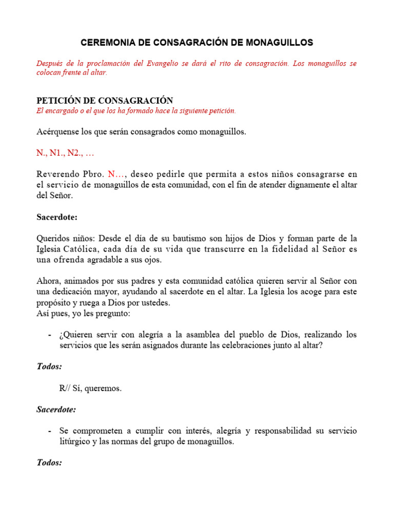 Consagracion De Monaguillos Pdf
