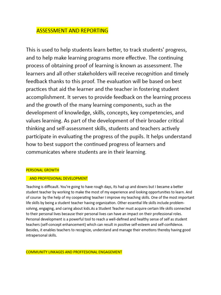 ASSESSMENT AND REPORTING | PDF