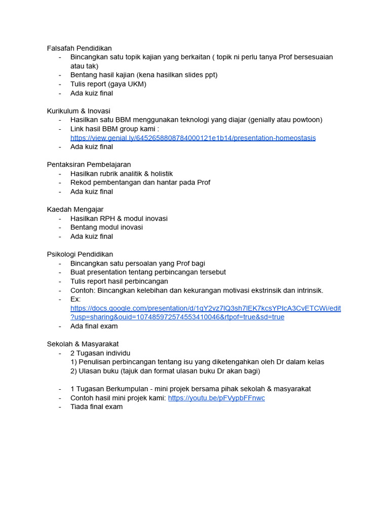 Assignment List Sem 1 | PDF | Seni | Komputer