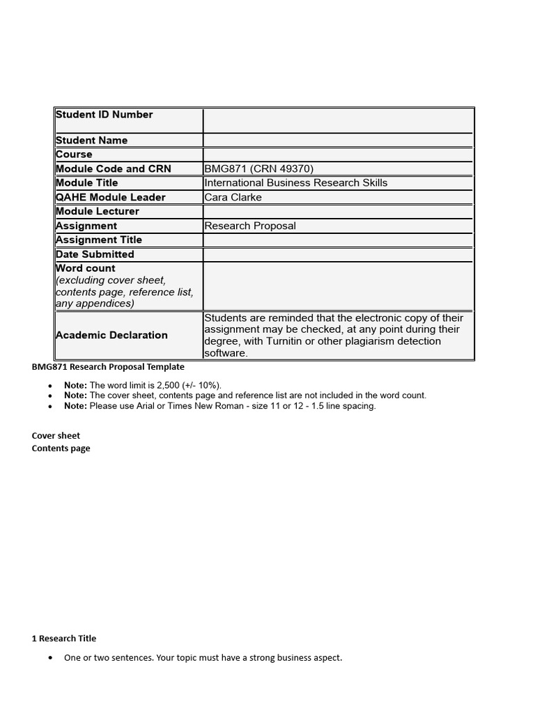 BMG871 Research Proposal Guide | PDF | Art | Computers