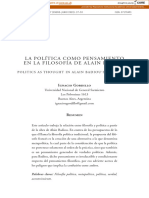 La Política Como Pensamiento en La Filosofía de Alain Badiou