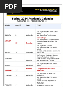 SPRING 2024 ACADEMIC CALENDAR in Word Updated 05 12 2023 | PDF