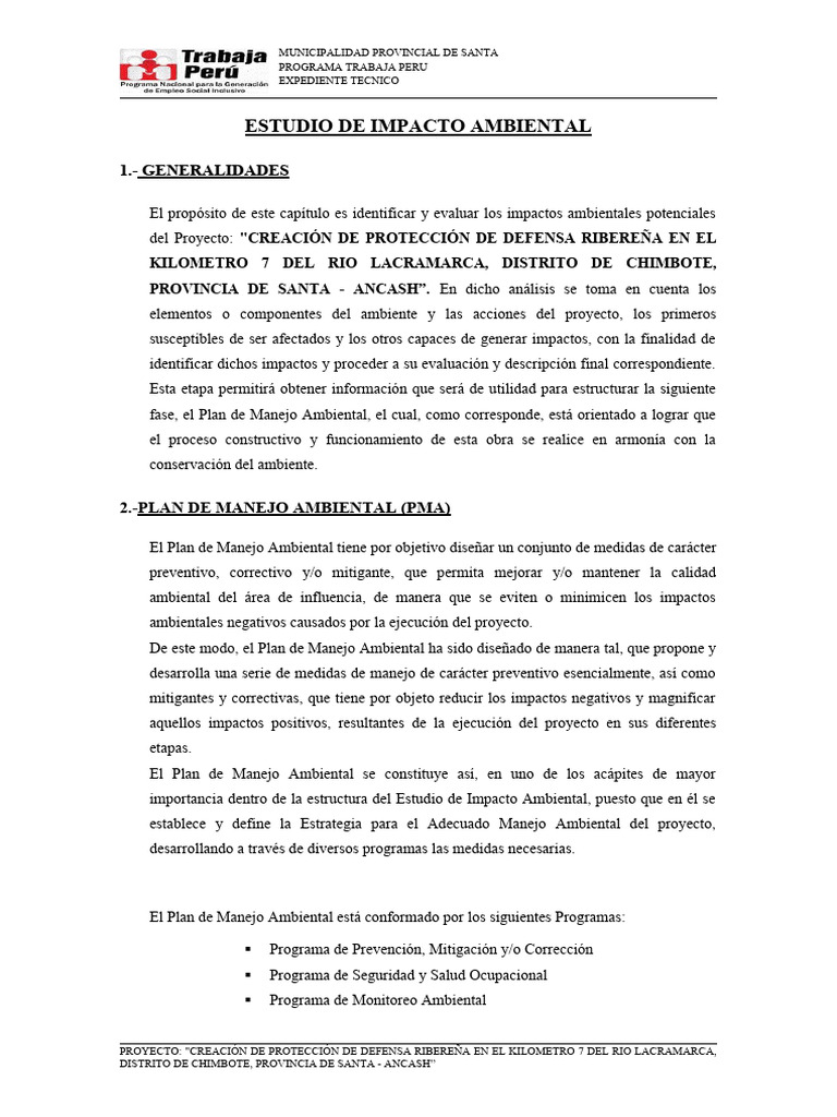 Estudio de Impacto Ambiental en Chimbote | PDF | Ciencia y matemáticas ...