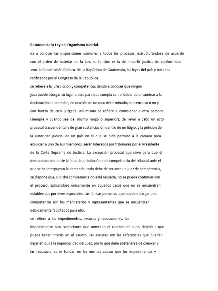 Resumen de La Ley Del Organismo Judicial | PDF