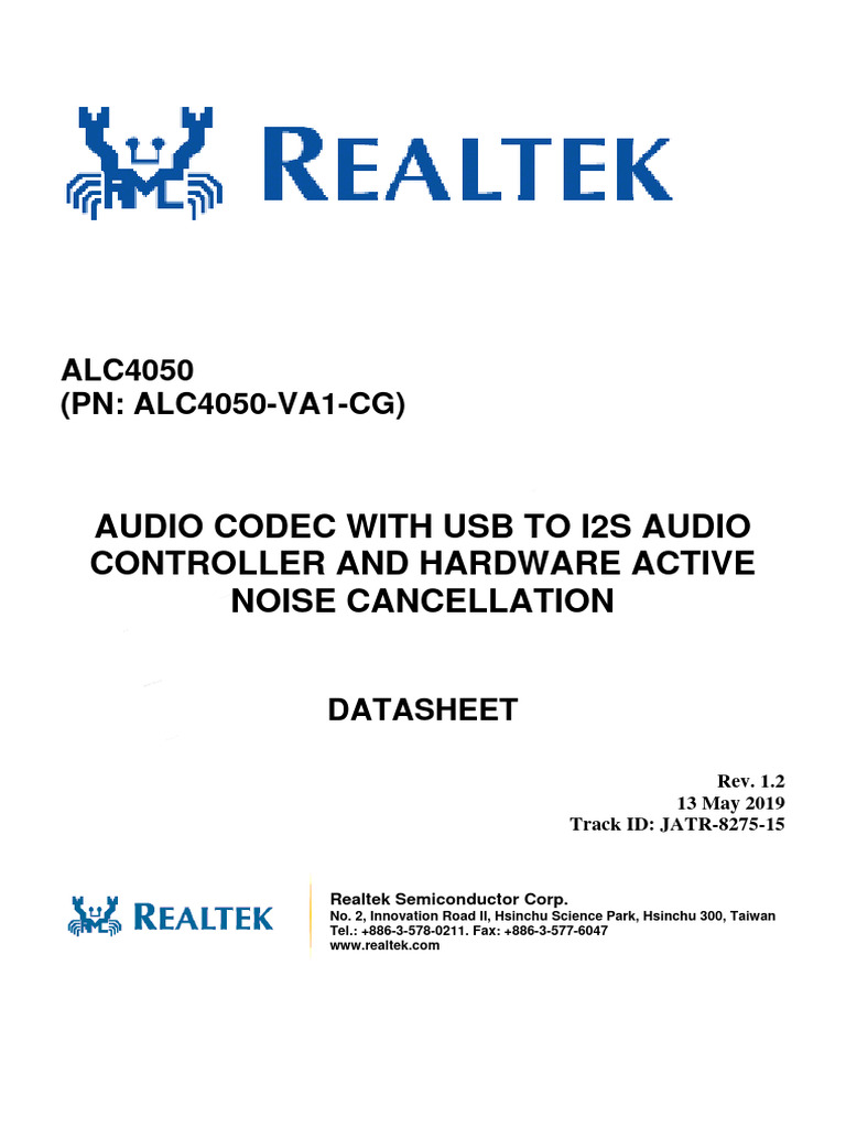 ALC4050 DataSheet 1.2 | PDF | Microcontroller | Usb