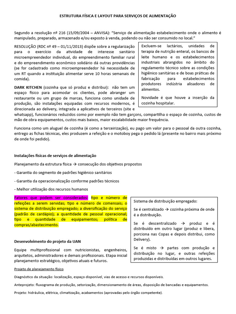 Layout e Estrutura de UANs em Alimentação | PDF | Planejamento | Som