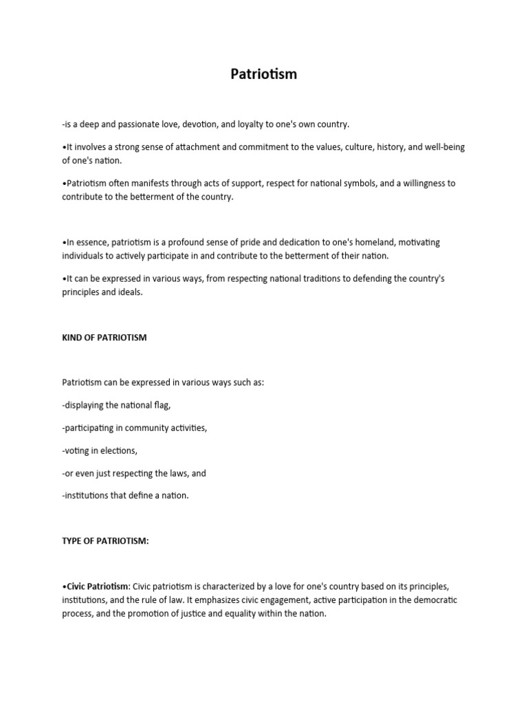 Patriotism Group 4 Pdf