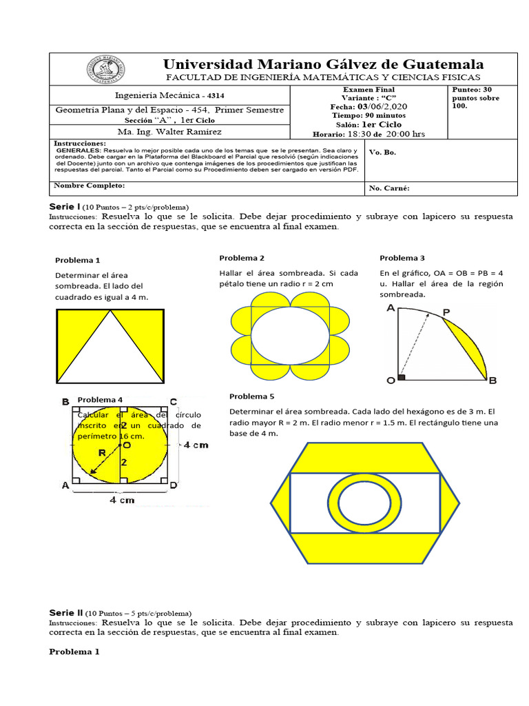 Formato 3er Parcial Variante C Geometria Plana 030621 | PDF ...