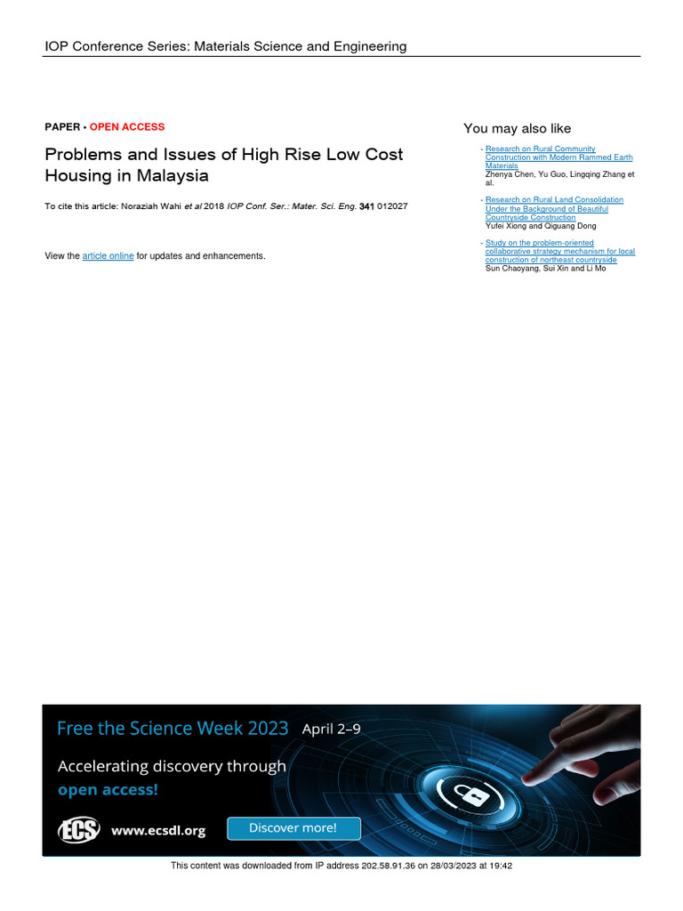 Problems and Issues of High Rise and Low Cost Housing | PDF