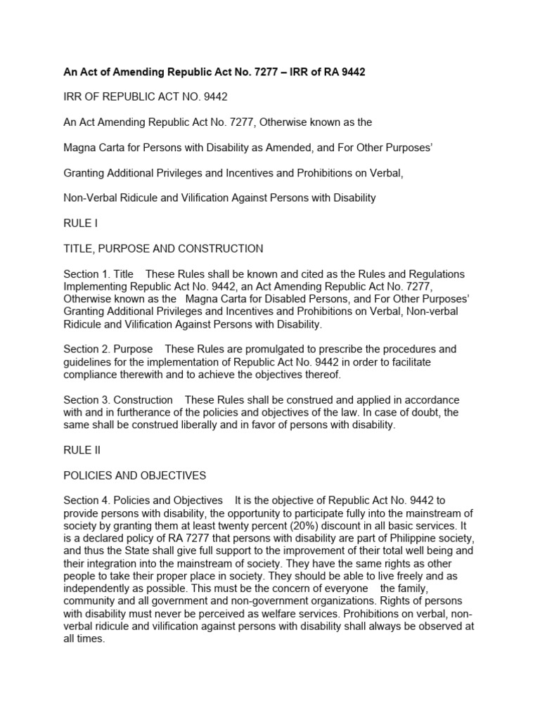 IRR of RA 9442 | PDF | Law