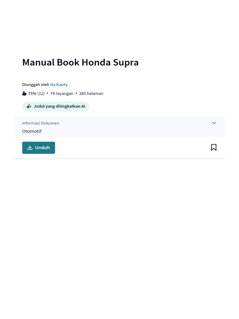 Manual Book Honda Supra - PDF | PDF