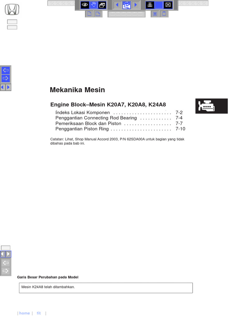 Perubahan Model Engine Block K20A7/K24A8 | PDF | Teknologi & Rekayasa