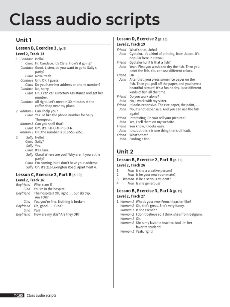 Four Corners Level 2 Audio Scripts | PDF
