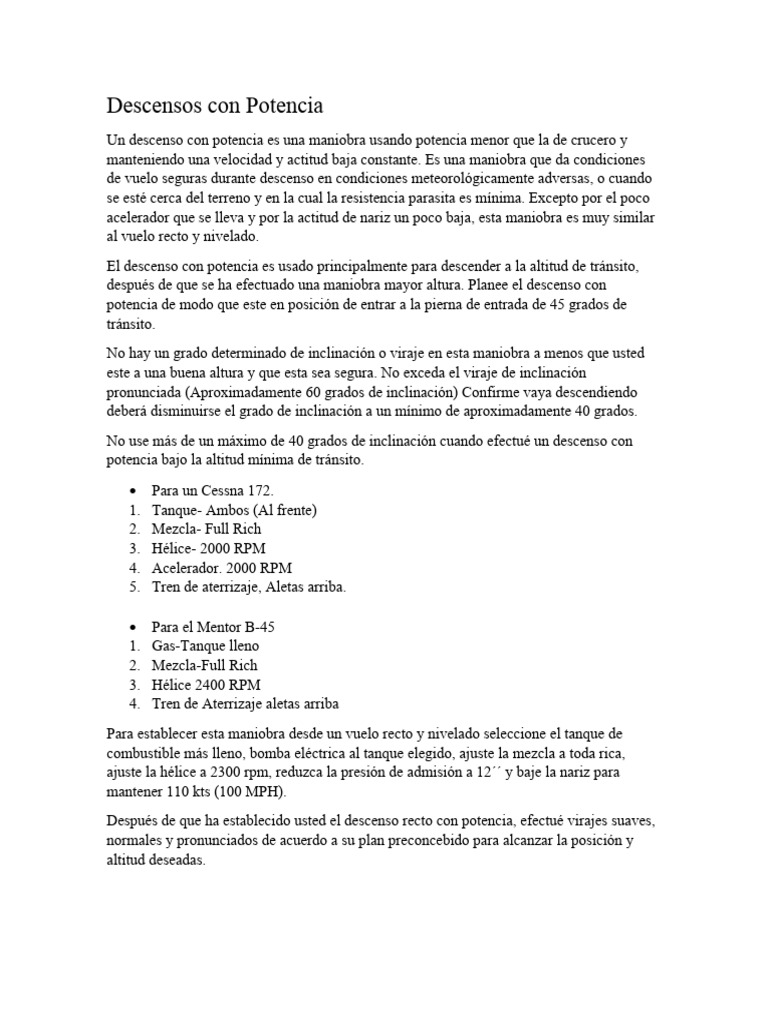 Técnicas de Descenso y Vuelo Lento | PDF