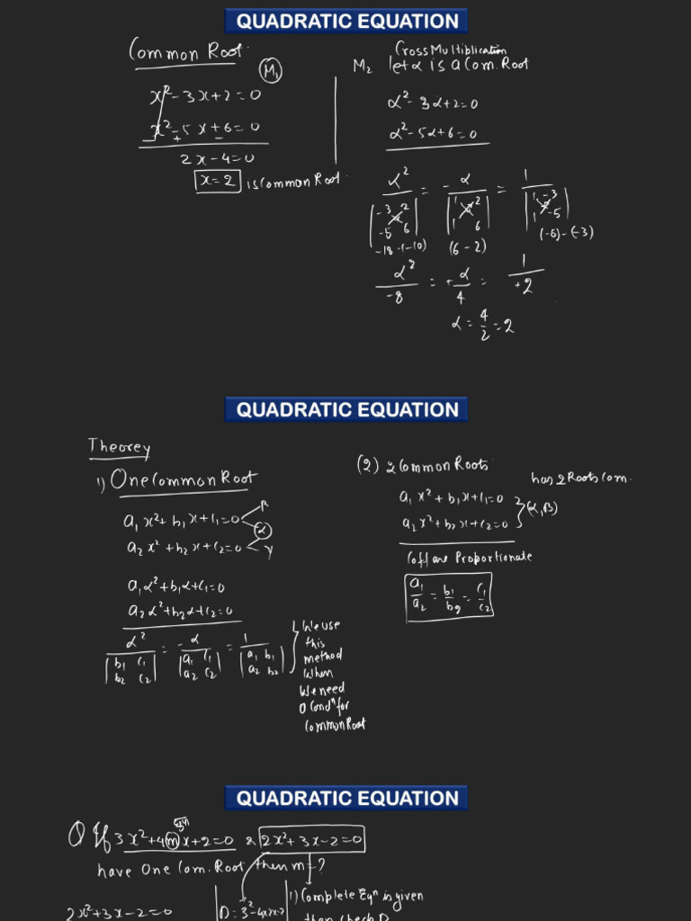Quadratic Equation - L-14 (Class Notes) | PDF