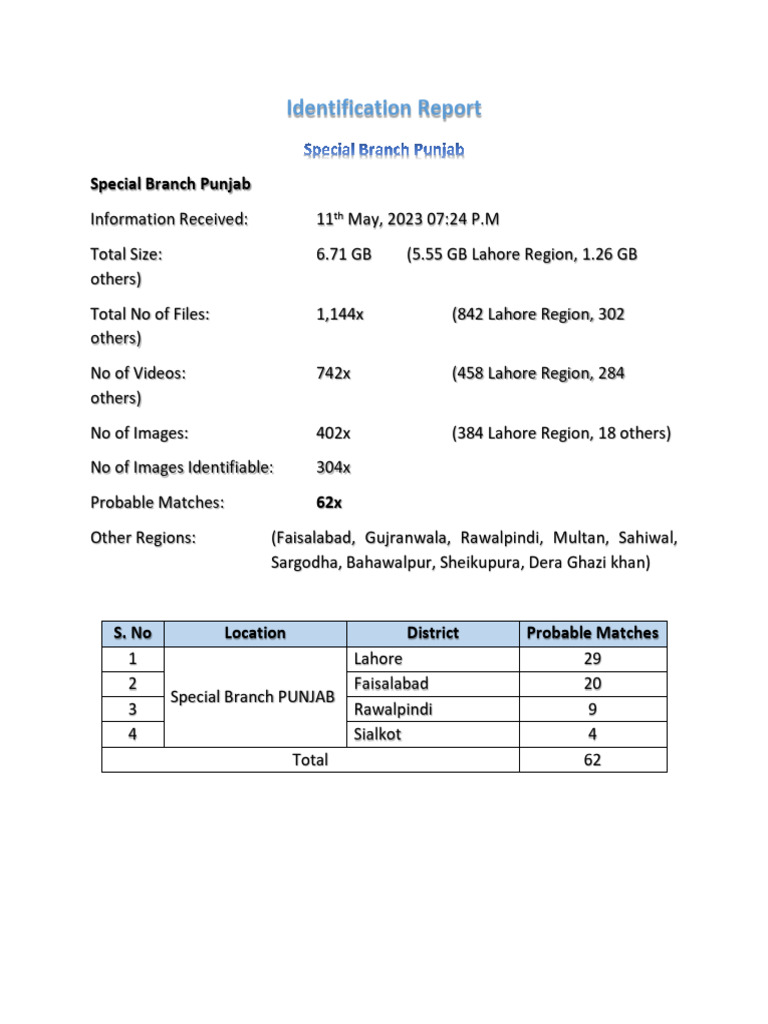 Punjab Identification Report (12052023) | PDF