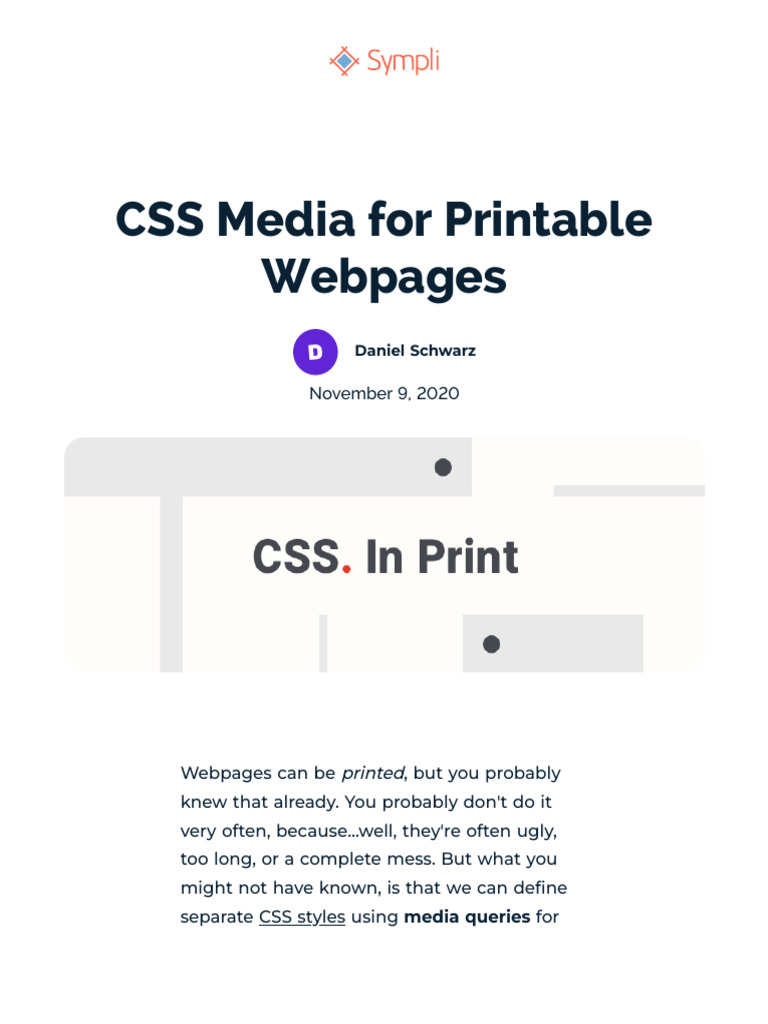 How To Use CSS Media Queries To Make Printable Web Pages - Sympli | PDF