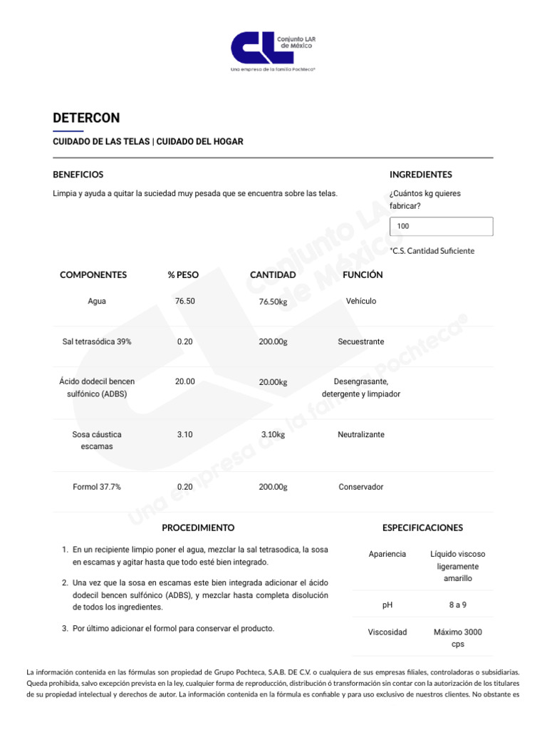 Detercon: Fórmula y Aplicaciones | PDF