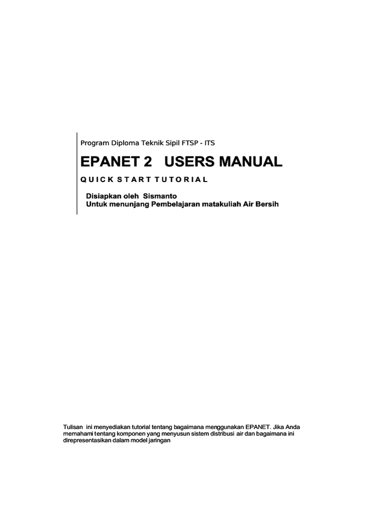 Tutorial EPANET untuk Teknik Sipil | PDF