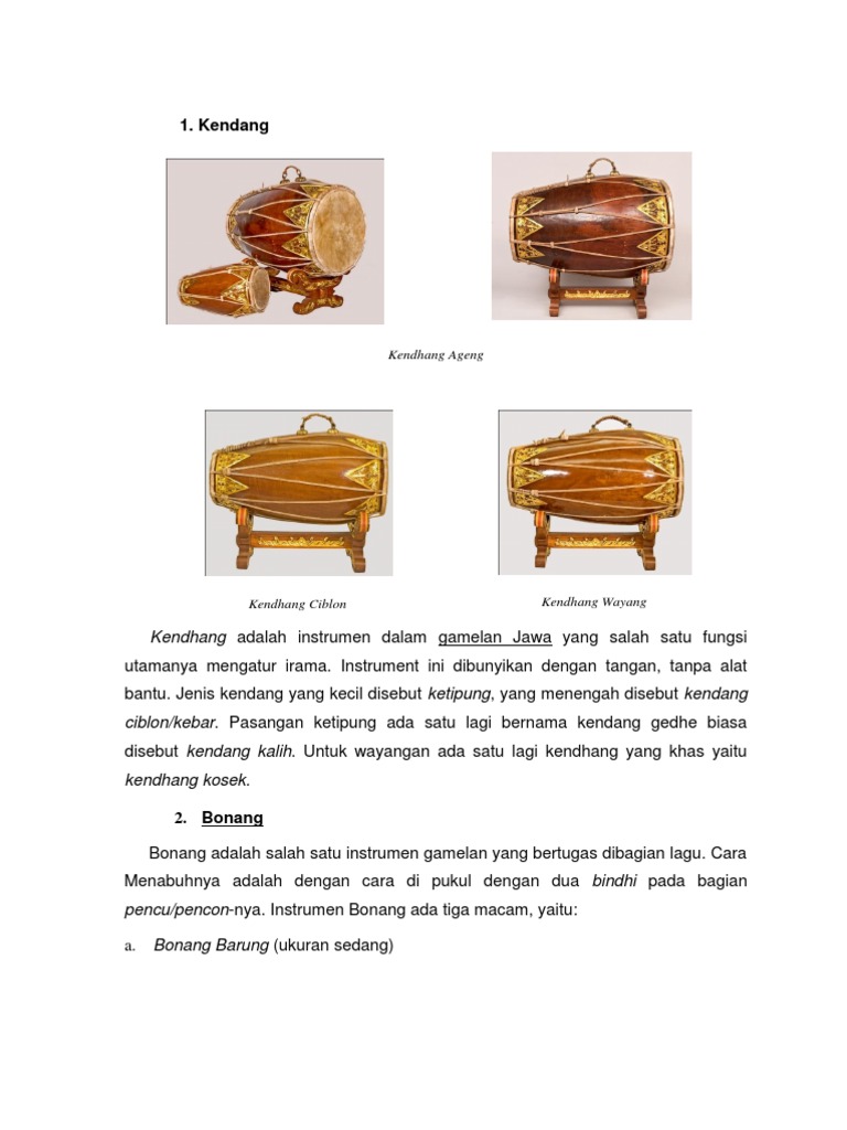 Alat Musik Jawa Alat Musik Gamelan