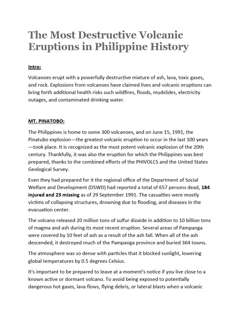 The Most Destructive Volcanic Eruptions in Philippine History | PDF