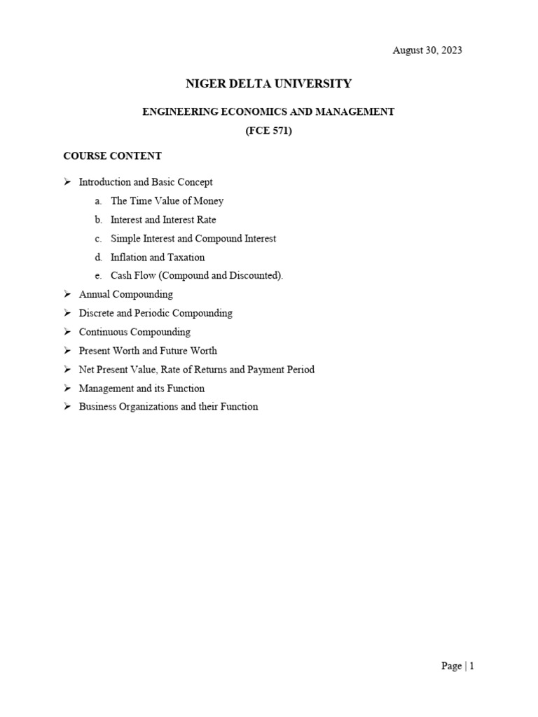 Engineering Economics and Management | PDF