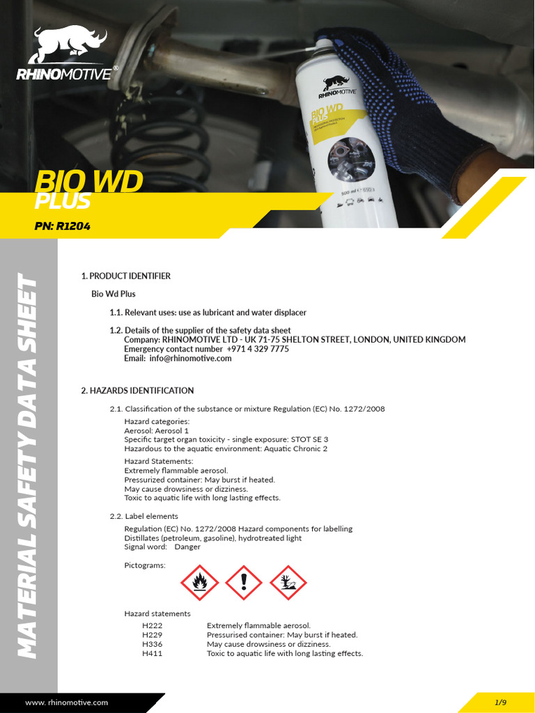 R1204 Bio WD Plus MSDS | PDF