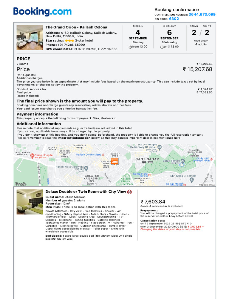 3-Star Hotel Booking in New Delhi | PDF