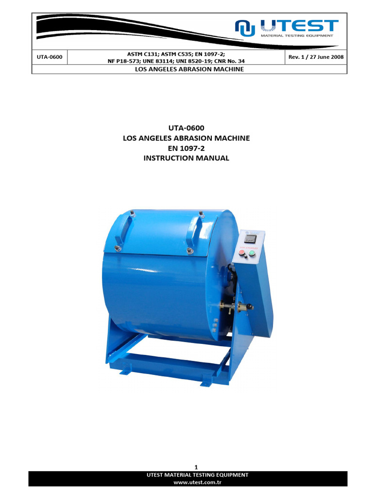 UTA-0600 Los Angeles Abrasion Machine | PDF