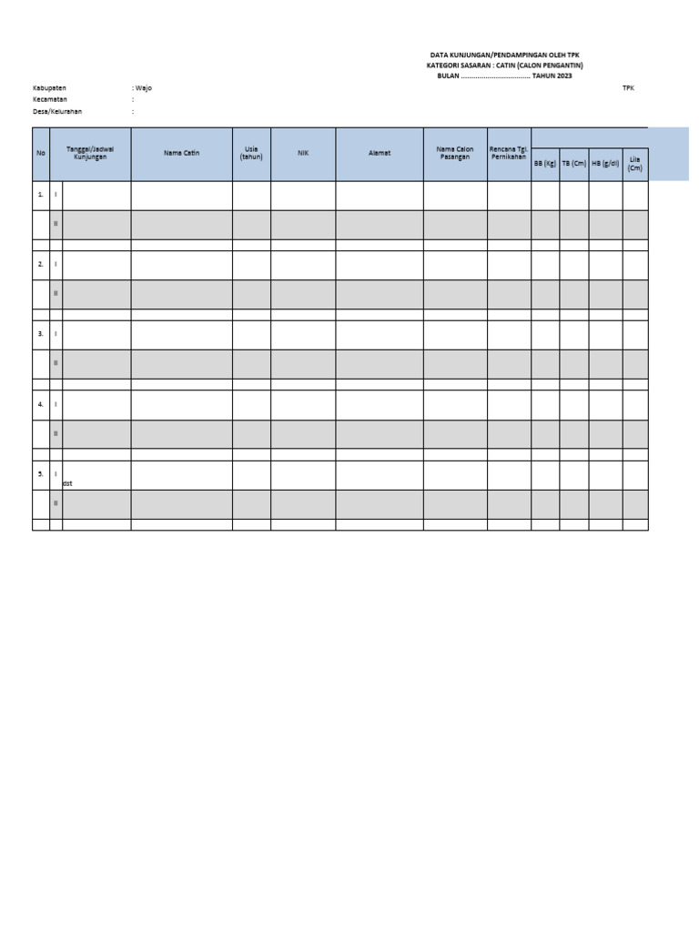 Form Hasil Pendampingan TPK (Per Bulan) | PDF