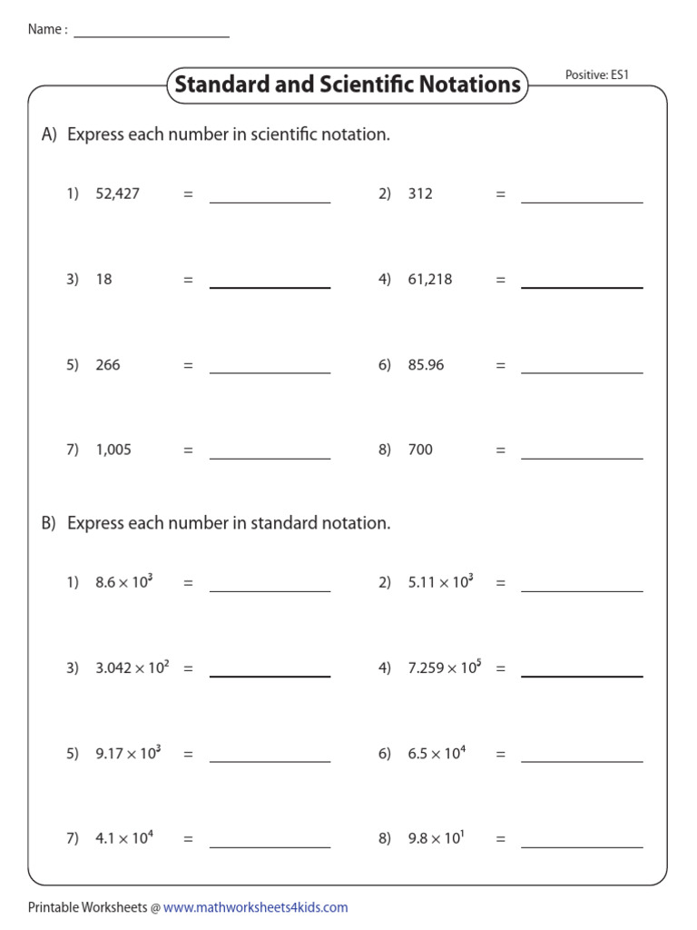 Scientific Notation Practice Worksheet | PDF